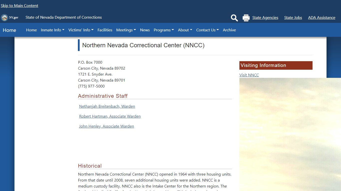 Northern Nevada Correctional Center Facility | Nevada Department of ...